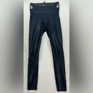 Carbon38 Womens High Waisted Compression Leggings Black Shine Size M